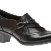 Marietta Mavis Black Leather Slip-On Heel Shoe