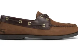 Men's Authentic Original Brown Nubuck Leather Two Eye Boat Shoe