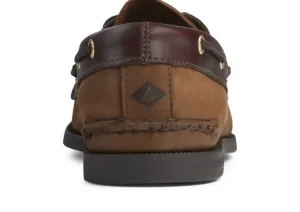 Men's Authentic Original Brown Nubuck Leather Two Eye Boat Shoe