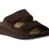 Men's 2nd Cozmo Mocha Brown Leather Double Strap Slide Sandal