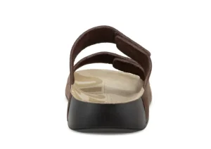 Men's 2nd Cozmo Mocha Brown Leather Double Strap Slide Sandal