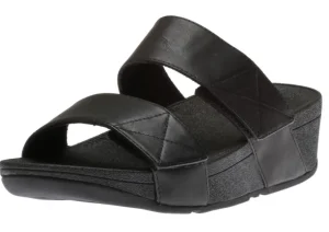 Mina Black Leather Slide Sandal