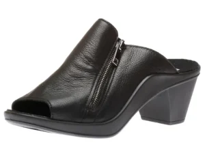 Mokassetta 297 Black Zipper Slide Heel Sandal