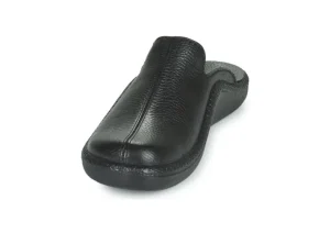Monaco 202G Black Leather Slipper