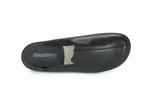 Monaco 202G Black Leather Slipper