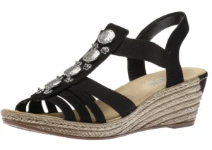 Morokko Black Medallion Wedge Sandal