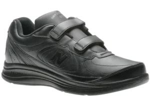 MW577VK Black Leather Velcro Walking Shoe