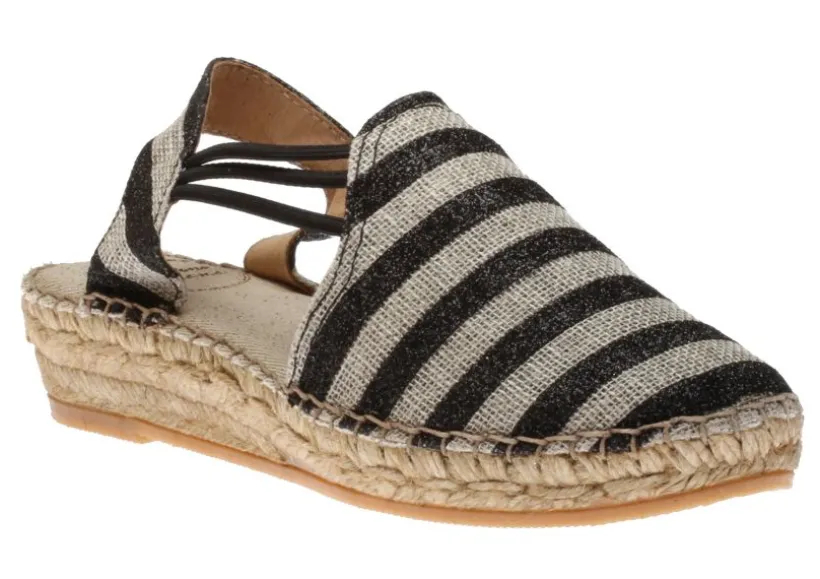 nancy_black_glitter_strip_0.webp Nancy Black Glitter Stripe Slip-On Espadrille Flat Sandal