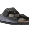 Nerio Black Scratch Leather Slide Sandal