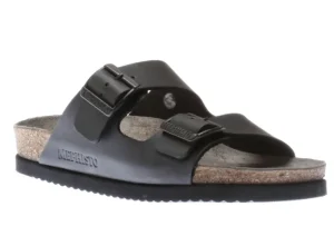 Nerio Black Scratch Leather Slide Sandal