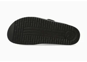 Nerio Black Scratch Leather Slide Sandal