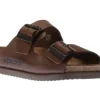 Nerio Scratch Brown Leather Slide Sandal