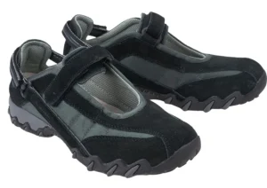 Niro Black Suede Grey Closed Mesh Mary Jane Sneaker