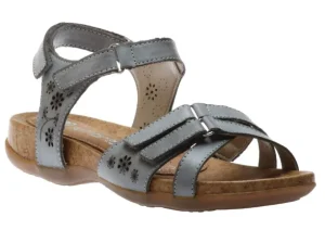 Odeon Blue Flower Perforated Leather Sandal