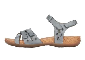 Odeon Blue Flower Perforated Leather Sandal