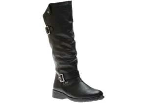 Orleans Black Ruched Leather Tall Boot