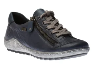 Ottawa Blue Leather Lace-Up Sneaker