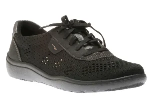 Paxton Petra Black Perforated Knit Lace-Up Sneaker