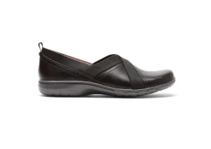 Penfield Envelope Black Leather Slip-On Flat