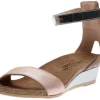 Pixie Pearl Rose Leather Wedge Sandal