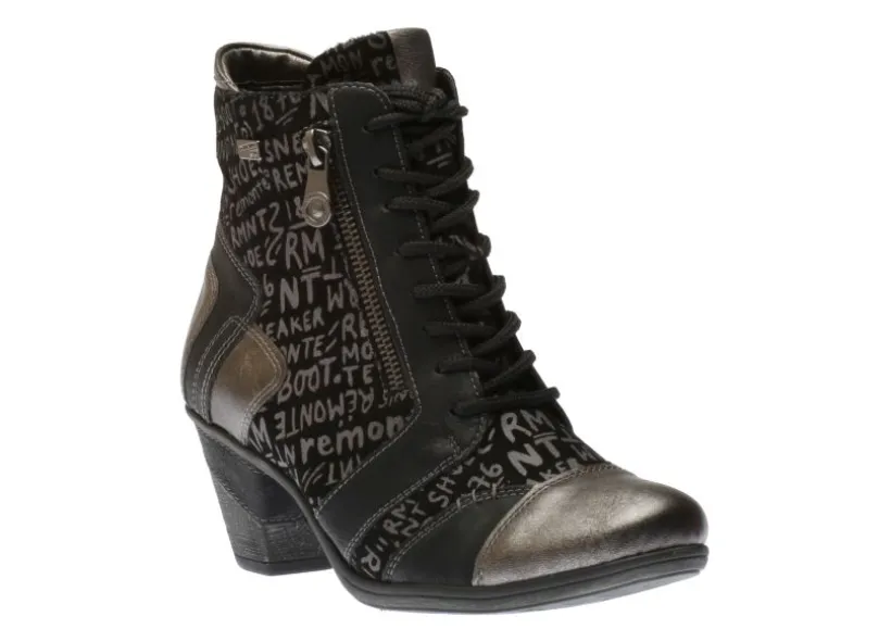 posen_black_print_laceup__0.webp Posen Black Print Lace-Up Ankle Boot