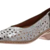 Rashida Metallic Perforated Leather Low Heel Pump