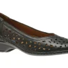 Rashida Navy Perforated Leather Low Heel Pump
