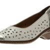Rashida White Silver Perforated Leather Low Heel Pump