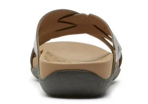 Ridge Woven Black Leather Slide Sandal