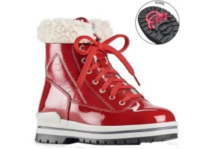Rimini Lace-Up Red Patent Winter Ankle Boot