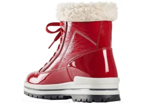Rimini Lace-Up Red Patent Winter Ankle Boot