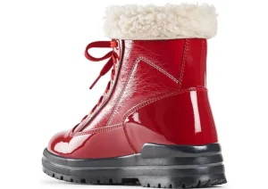 Rimini Lace-Up Red Patent Winter Ankle Boot