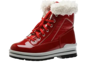 Rimini Lace-Up Red Patent Winter Ankle Boot