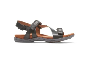 Rubey Black Asymmetrical Strappy Sandal