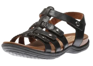 Rubey Black Leather T-Strap Sandal