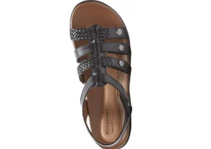 Rubey Black Leather T-Strap Sandal