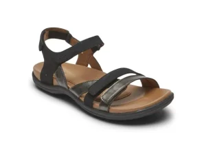 Rubey Black Three Strap Sandal