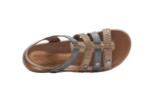 Rubey Khaki / Navy T-Strap Sandal