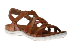 Rubey Woven Tan Brown Leather Sandal