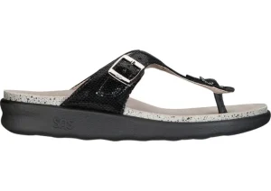 Sanibel Black Snake Thong Sandal