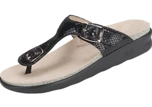 Sanibel Black Snake Thong Sandal