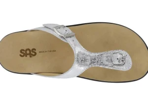 Sanibel Shiny Silver Thong Sandal
