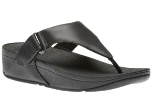 Sarna Black Leather Thong Sandal