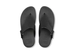 Sarna Black Leather Thong Sandal
