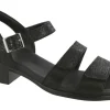 Savannah Black Leather Heel Strap Sandal
