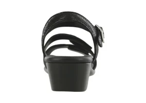Savannah Black Leather Heel Strap Sandal