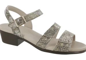 Savannah Multisnake Gold Leather Heel Strap Sandal