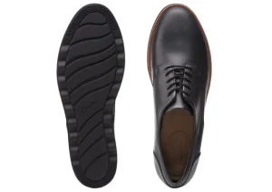 Sharon Noel Black Leather Lace-Up Wedge Oxford