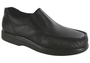 Side Gore Black Smooth Leather Slip-On Loafer