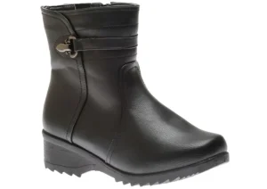 Side Zipper Ice Grip Black Vegan Leather Winter Boot